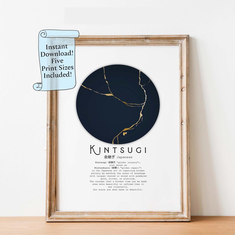 Kintsugi Definition Art Print: Gold & Navy Circle (digital Download) - Etsy