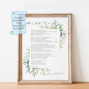 Death Is nothing at all - All Is Well Funeral Poem Henry Scott Holland Instant Download Trauer Geschenk, Gedicht für Trauer - Digital Download