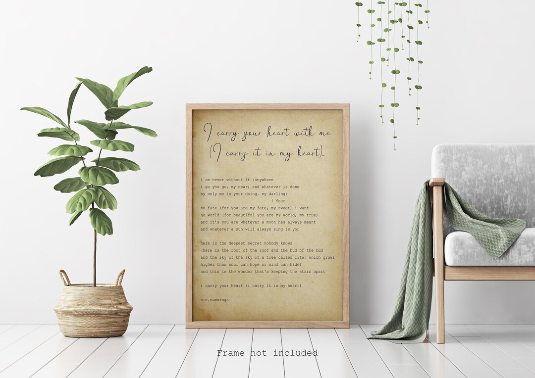 E.e. Cummings Gedicht Ich trage dein Herz I Carry It In My Etsy.de