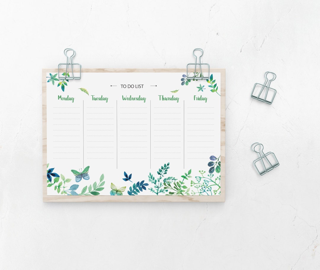 To Do List - Weekly Lesson Planner - Monday to Friday - Printable Meal ...