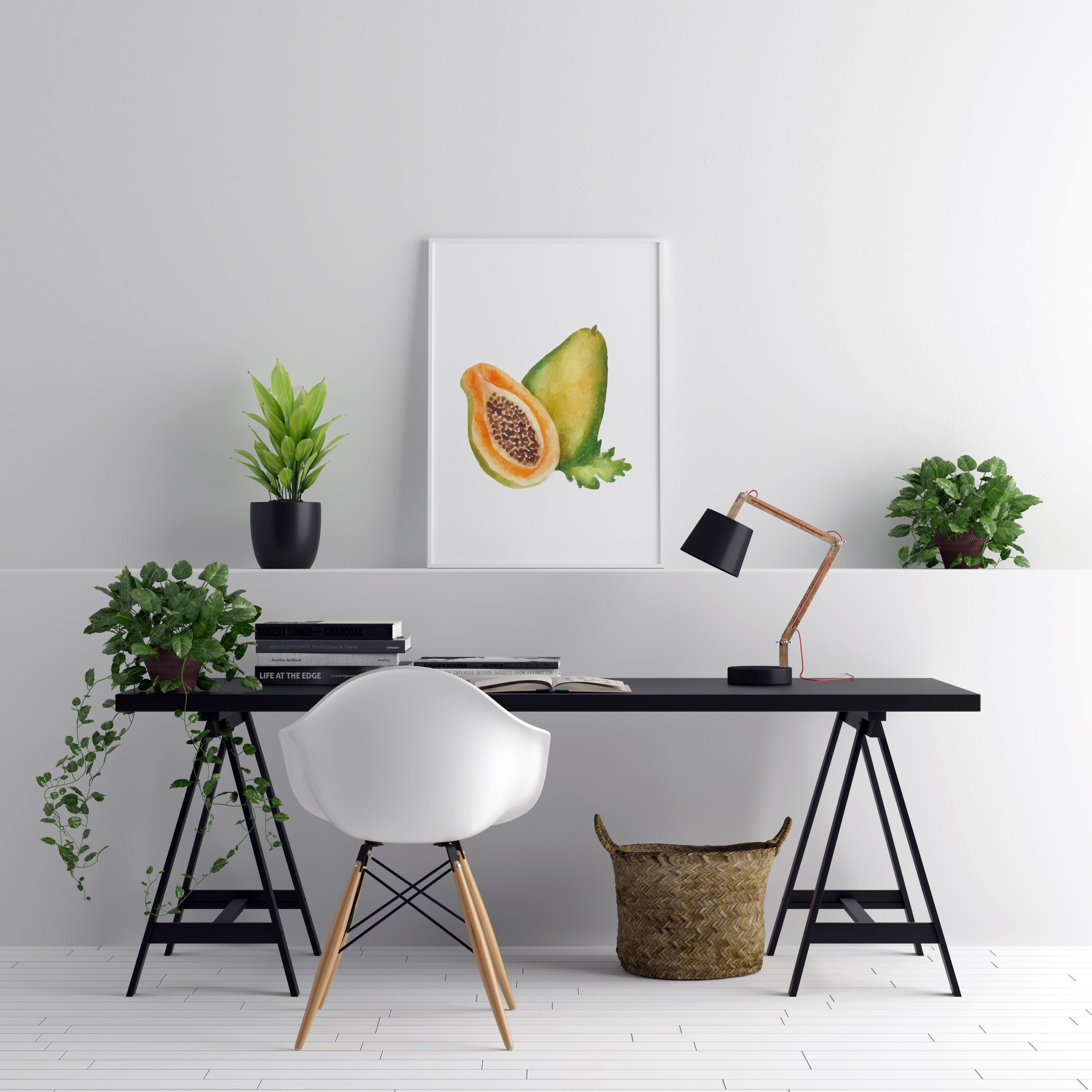 Acuarela Papaya impresión descargable arte de la pared de la Etsy