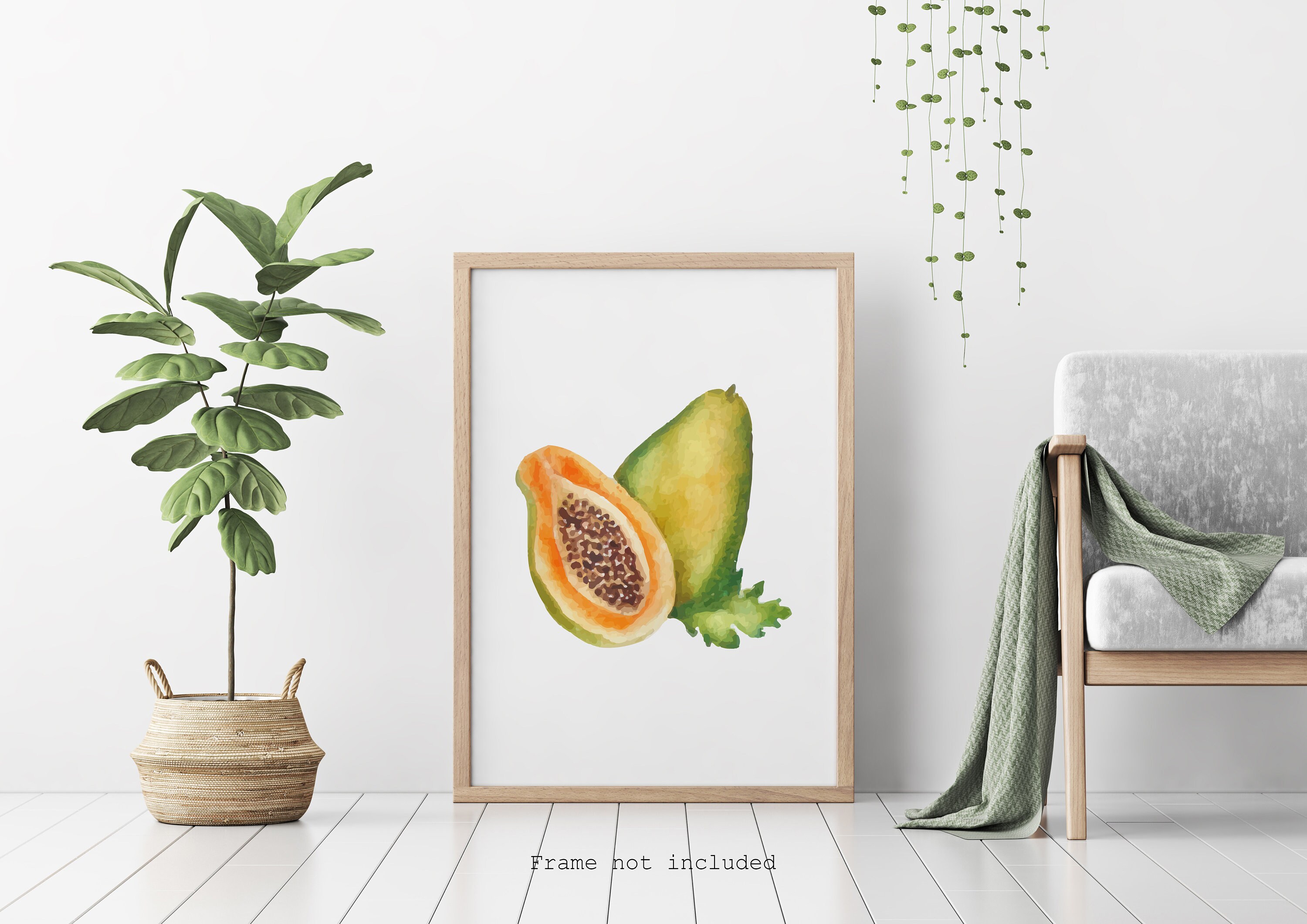 Acuarela Papaya impresión descargable arte de la pared de la Etsy