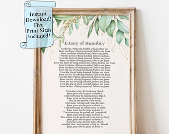 Litany of Humility Printable Wall Art: Catholic Prayer (Digital Download)