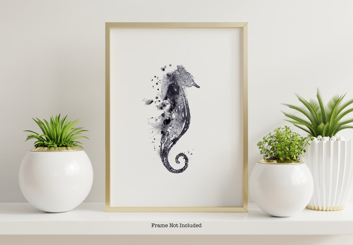 Seahorse Printable Wall Art Modern Seahorse Painting Animal Etsy