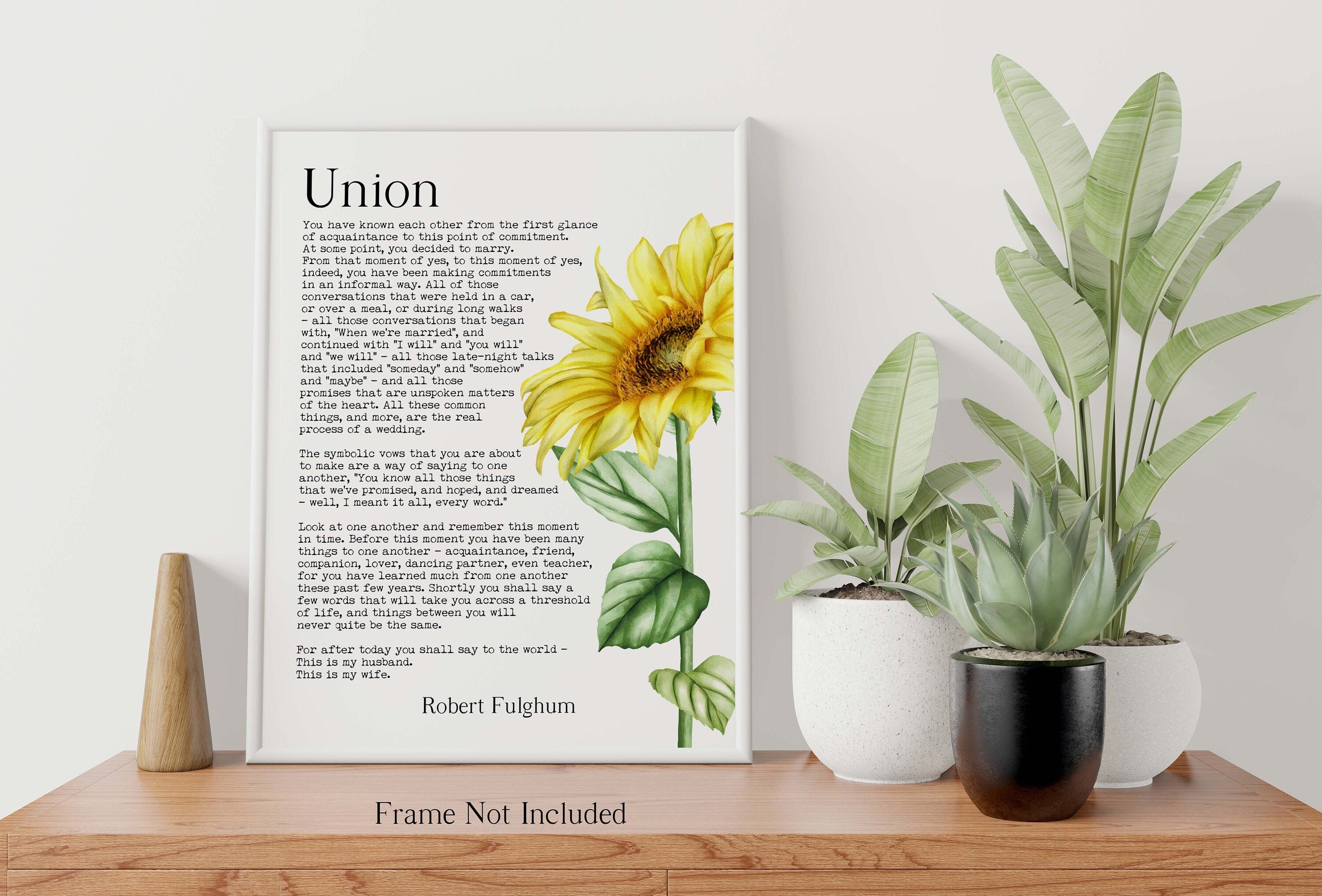 Robert Fulghum 'union' Poem Print: Sunflower Wedding Decor (instant ...