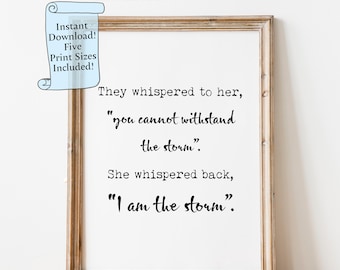 Art mural imprimable Je suis la tempête | Citation inspirante en téléchargement numérique | Impression motivante féministe | Cadeau femme forte à téléchargement immédiat