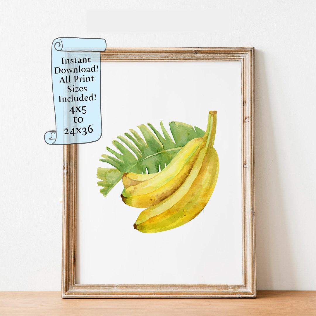 Kitchen Wall Decor Banana Wall Art Downloadable Print Bunch of Bananas