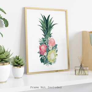 Tropical Wall Art Pineapple Floral Plant Collage Hibiscus Flowers Downloadable print Tropical Plants Printable wall art image 7