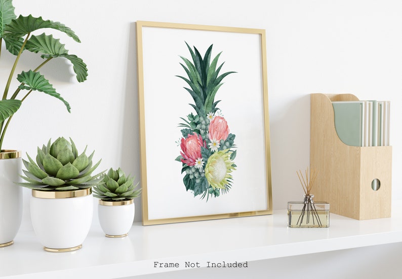 Tropical Wall Art Pineapple Floral Plant Collage Hibiscus Flowers Downloadable print Tropical Plants Printable wall art image 7