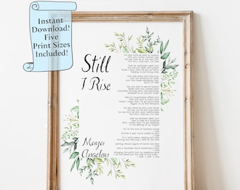 Maya Angelou Poem Print: Still I Rise, Watercolor Wreath (Downloadable)