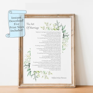 L'arte del matrimonio stampabile - Lettura della cerimonia nuziale - Regalo per il primo anniversario - Lettura di nozze stampabile - Download digitale Wall Art