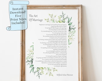 The Art of Marriage Printable - Wedding Ceremony Reading - First Anniversary Gift - Printable Wedding Reading - Digital Download Wall Art