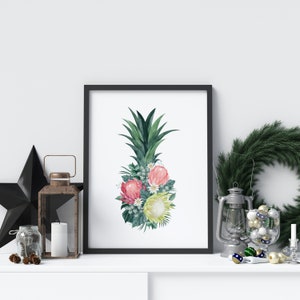 Tropical Wall Art Pineapple Floral Plant Collage Hibiscus Flowers Downloadable print Tropical Plants Printable wall art image 8