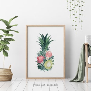 Tropical Wall Art Pineapple Floral Plant Collage Hibiscus Flowers Downloadable print Tropical Plants Printable wall art image 9