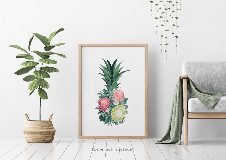 Tropical Wall Art Pineapple Floral Plant Collage Hibiscus Flowers Downloadable print Tropical Plants Printable wall art image 9