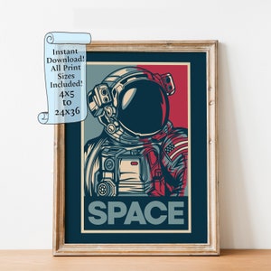 Space Art Poster Print - astronaut digital download - Spaceman Print illustration