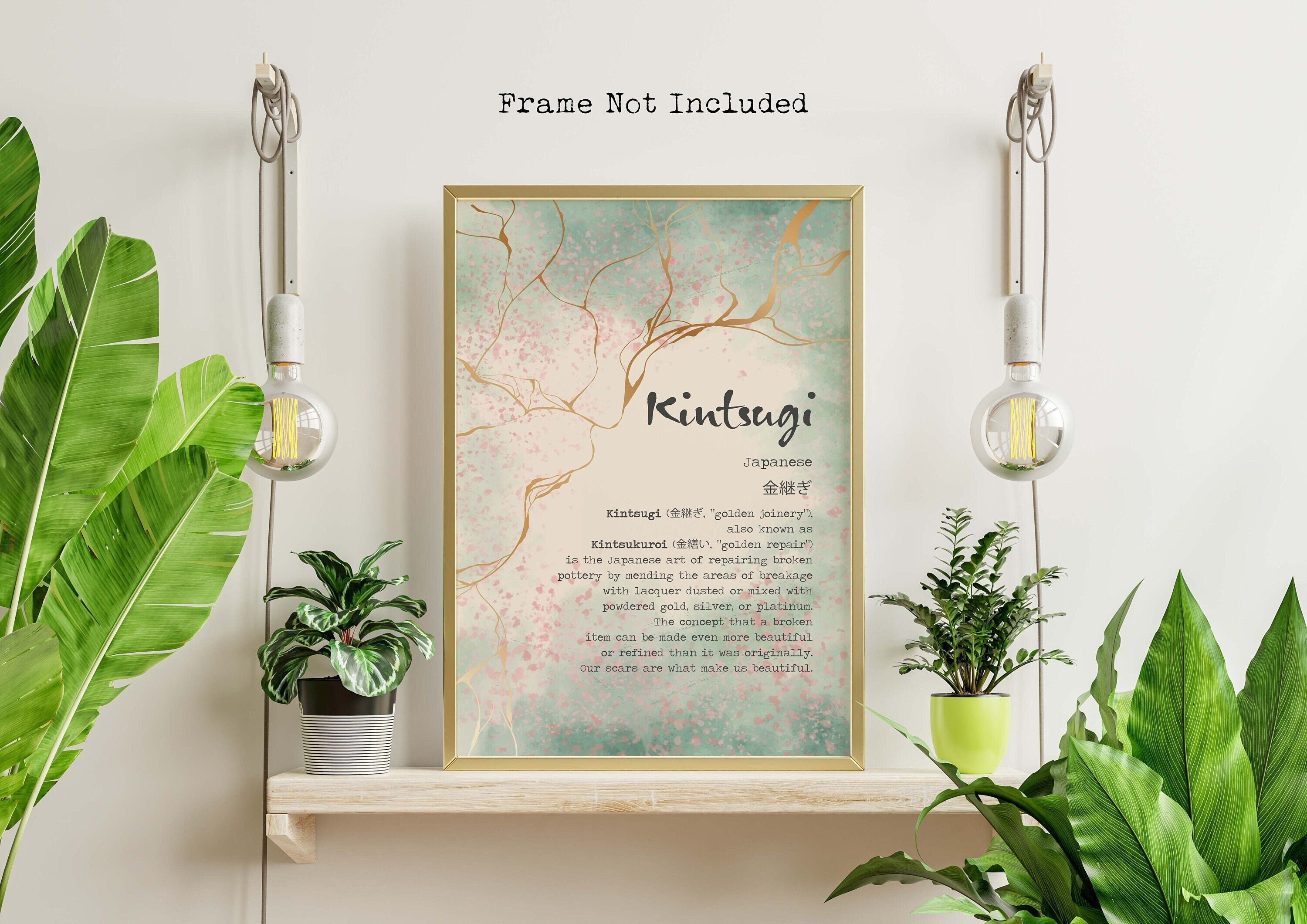 Kintsugi Definition Print: Japanese Philosophy, Sage Green & Gold ...