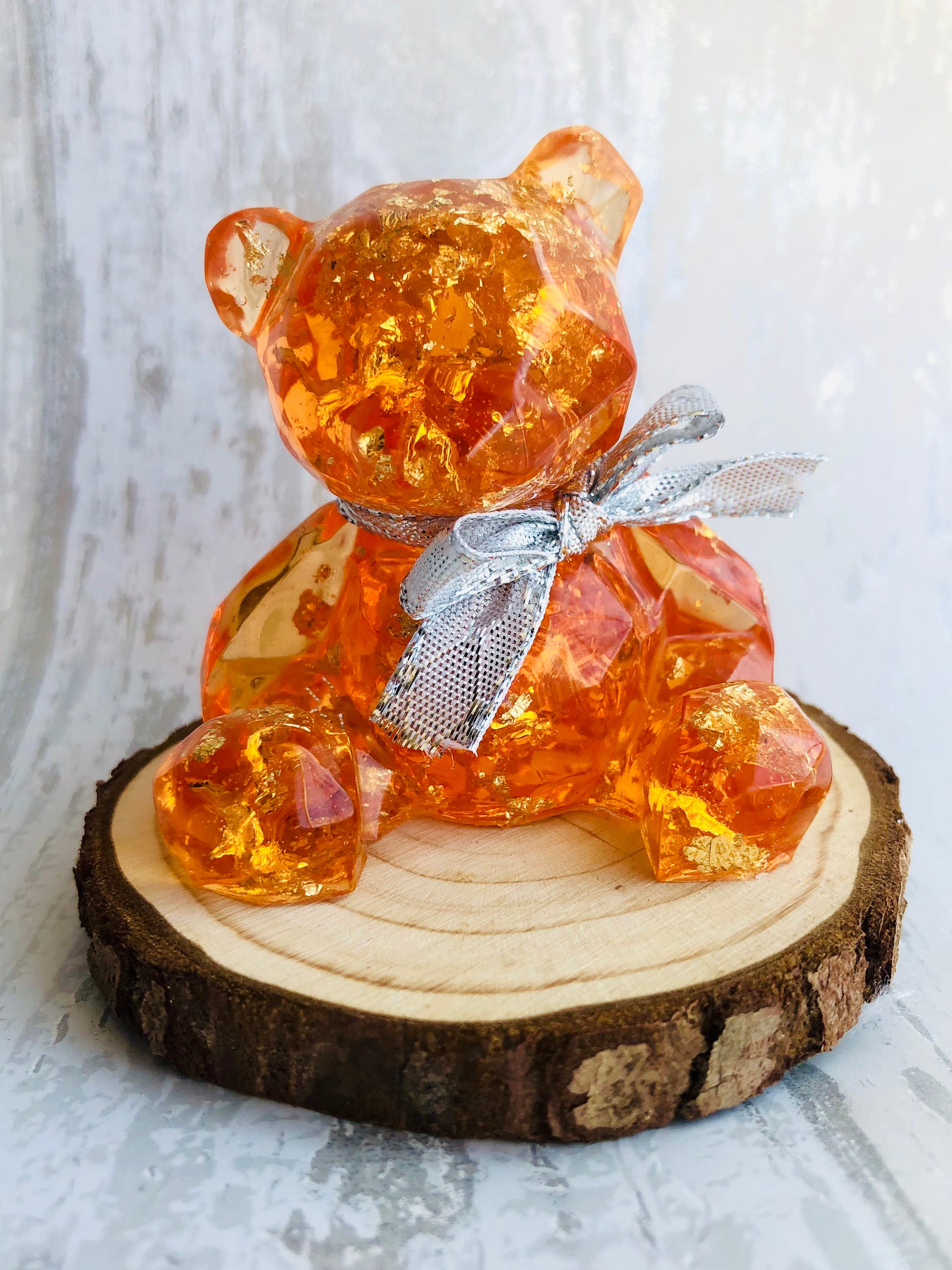 Resin bear customised geometric resin bear. Bear ornament. Etsy