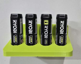 Ryobi USB Lithium Battery Holder – 3D Printed Wall Battery Organizer