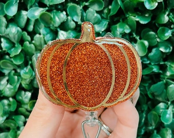 Pumpkin Badge Reel, Retractable Badge Reel, Fall Badge Reel, Autumn Badge Reel, Thanksgiving, Pumpkin Badge, Fall Themed ID Holder