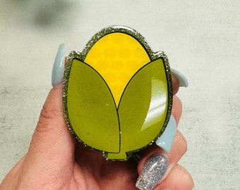 Corn Badge Reel, Food Badge, Retractable Badge Reel, Hispanic Badge Holder, Latina Vibes, Cinco de Mayo