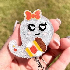 Ghost Coffee Badge Reel, Fall Badge Reel, Halloween Name Tag Holder, Nurses, Teachers