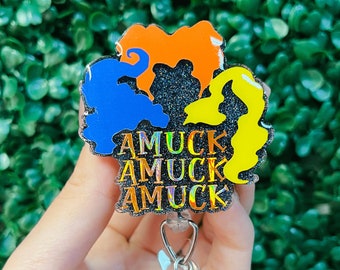 Amuck Amuck Amuck Badge Reel, Sanderson Sister, Halloween Badge Reel, Hocus Pocu, Badge Reel Nurse