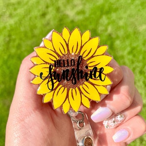 Sunflower Badge Reel, Hello Sunshine, Sunflower Badge Reel Retractable, Sunflower Badge Holder, Summer Badge Reel, Summer Badge Clip