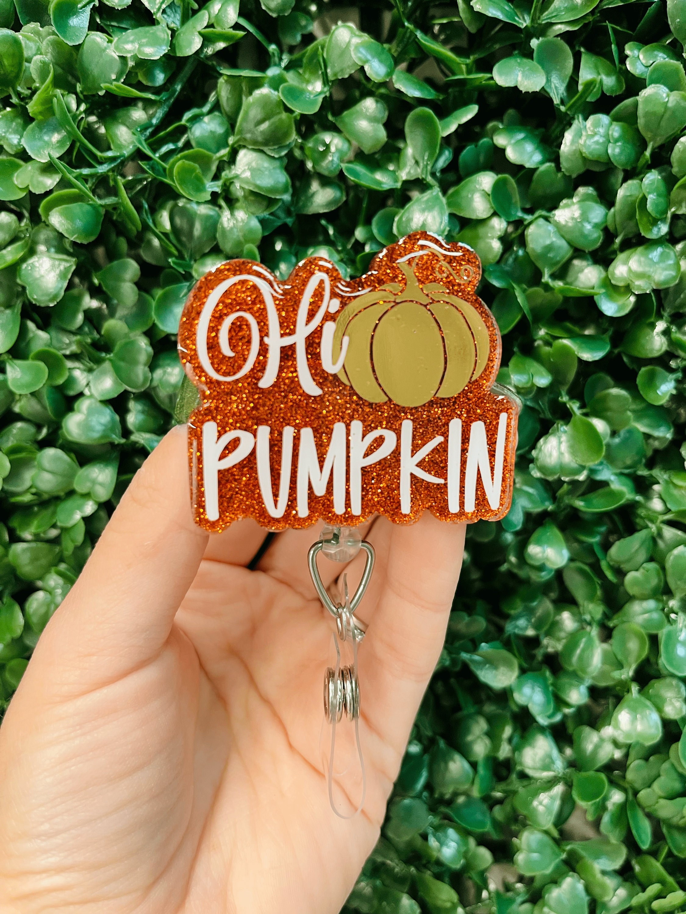 Hi Pumpkin Badge Reel, Retractable Badge Reel, Fall Badge Reel, Autumn  Badge Reel, Thanksgiving, Pumpkin Badge, Fall Themed ID Holder 