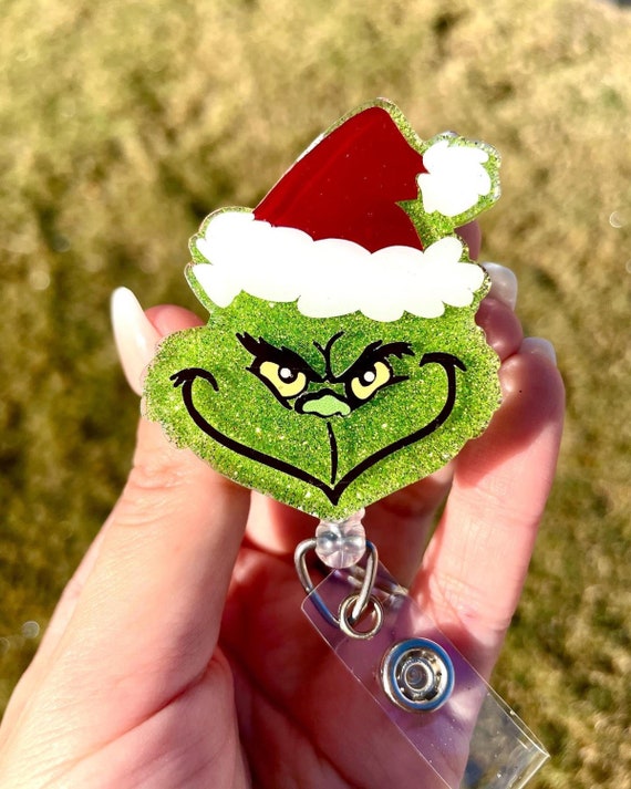 Santa Greenie Badge Reel Inspired, Mean One Badge Reel, Christmas