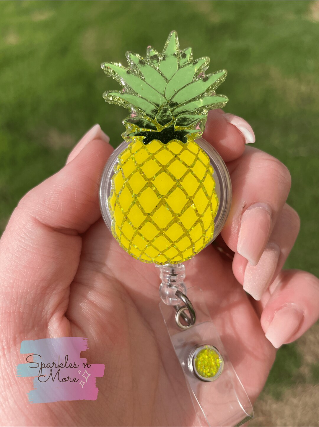 Pineapple Badge Reel Pineapple Name Tag Retractable Badge Etsy
