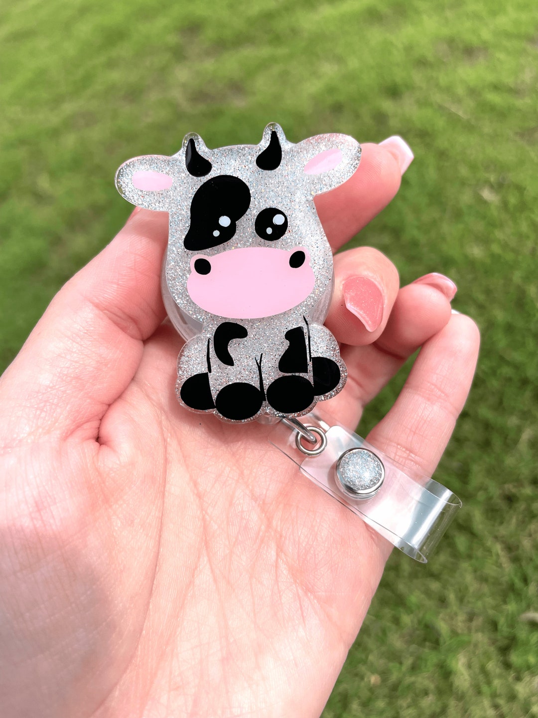 Cow Badge Reel, Cow Badge Holder, Cow Badge Buddy, Animal Badge Reel,  Summer Name Tag Holder, Cow Badge Clip 