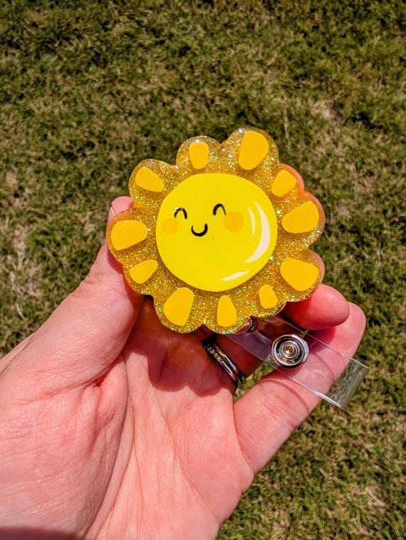 Sunshine Badge Reel, Hello Sunshine, Sun Badge Reel Retractable, Sun Badge Holder, Summer Badge Reel, Summer Badge Clip