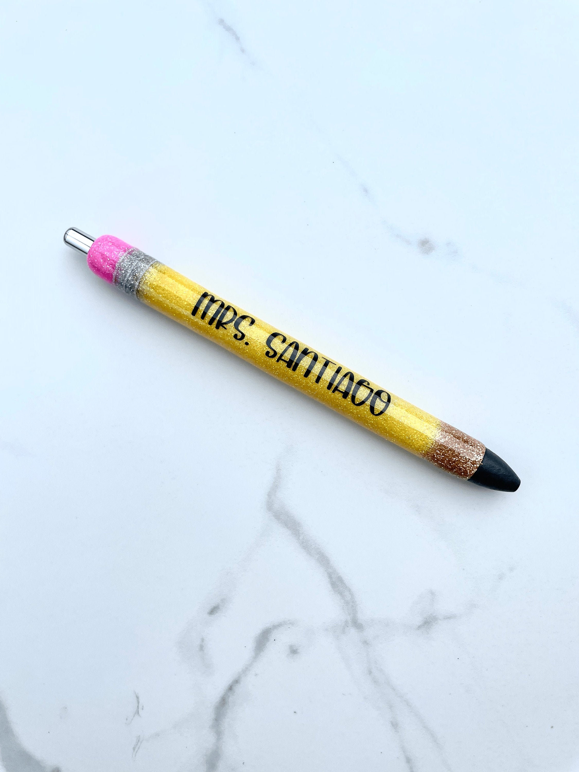 Teacher Pencil Personalized Pen Glitter Pencil Pen Glitter Etsy