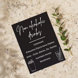 Mocktail Menu | Signature Non-Alcoholic Drinks Sign | The Bar Menu | Minimalist Mocktail Drinks |