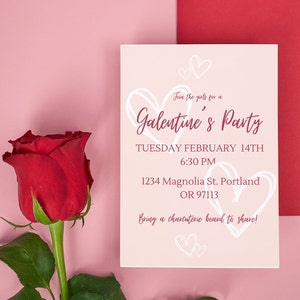 Galentine&#39;s Party Invite | Girls Valentine Party | Girlfriends Brunch Invitation | Girls Night