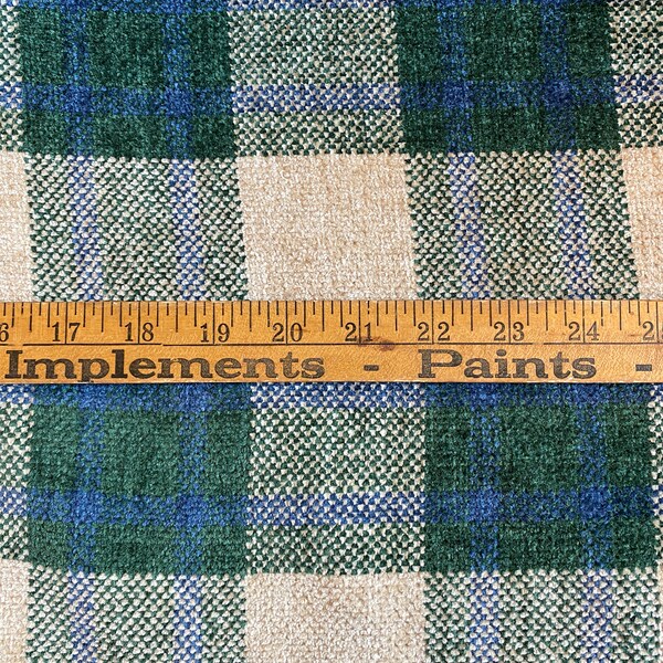 Woven Plaid Chenille Vintage New Old Stock