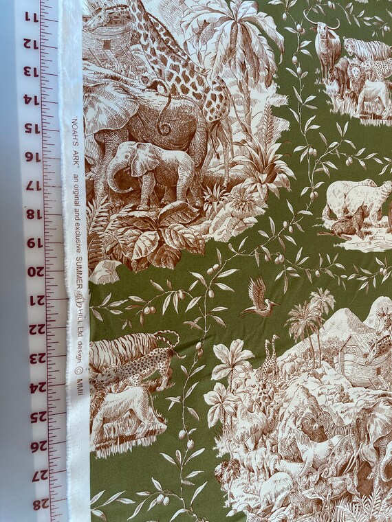 Noah's Ark Toile Olive Green Vintage New Old Stock - Etsy Noah's Ark Toile Olive Green Vintage New Old Stock - Etsy