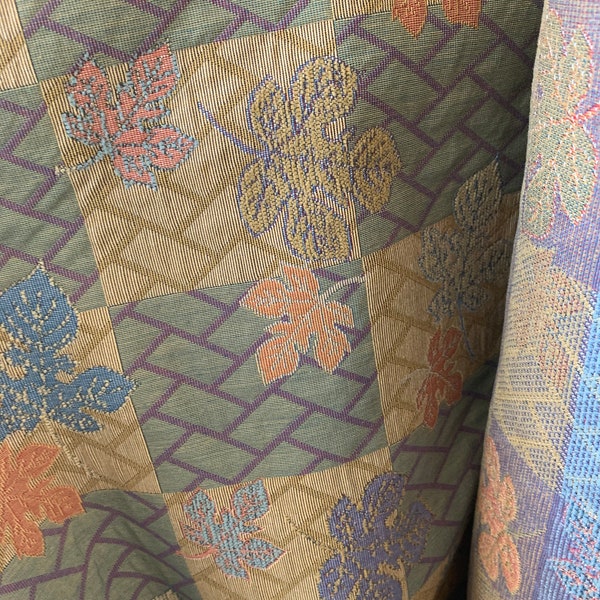 Quilted Multicolor Fabric with Fall Leaves and Fall Colors/Bulk Fabric/Quilted Fabric/Sewing