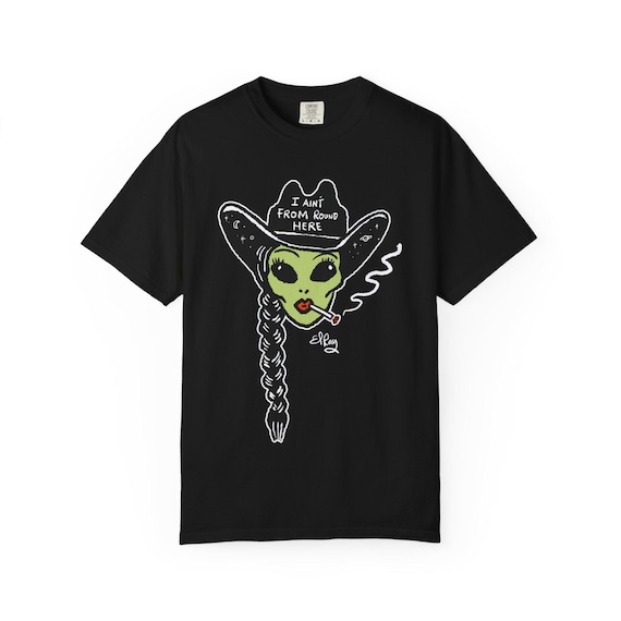 Alien Cowgirl Rodeo T-shirt | Western Punk Alternative El Ray Art