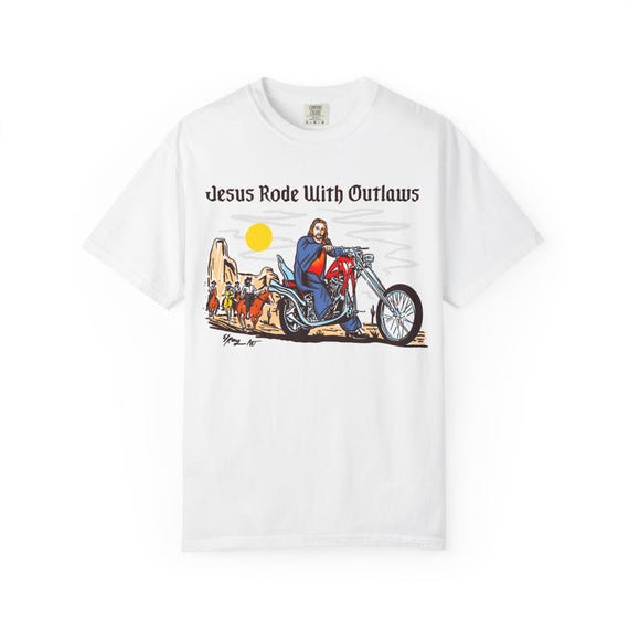 イエス・バイカー・エル・レイ・アート ユニセックスTシャツ、キリスト 