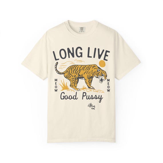 Funny Cat Tiger Gift Unisex Garment-Dyed T-shirt, Western Rock Punk Tee, Rodeo Humor Shirt