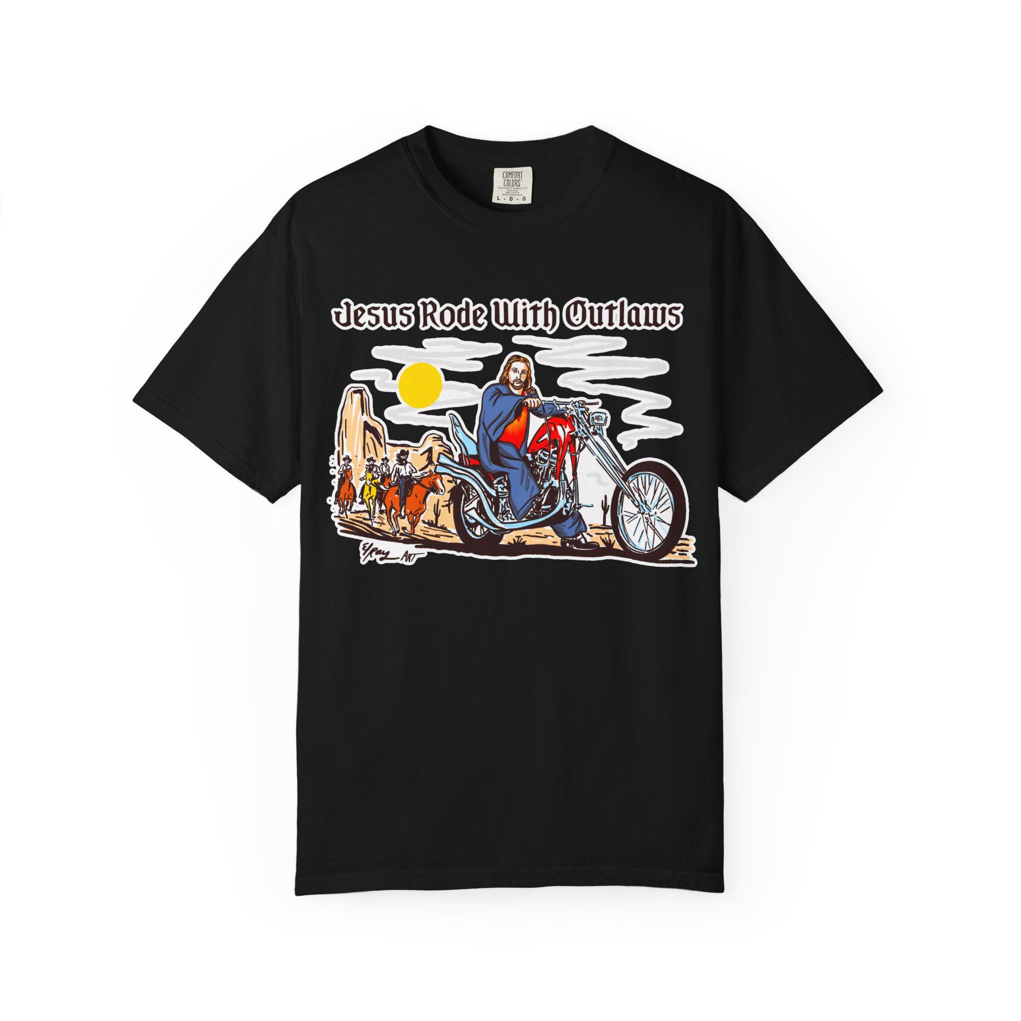 Jesus Biker El Ray Art Unisex T-shirt, Christian Religious Tee, Unique  Graphic Shirt, Inspirational Clothing, Motorcycle Rider Top, Faith, image size:2048x2048