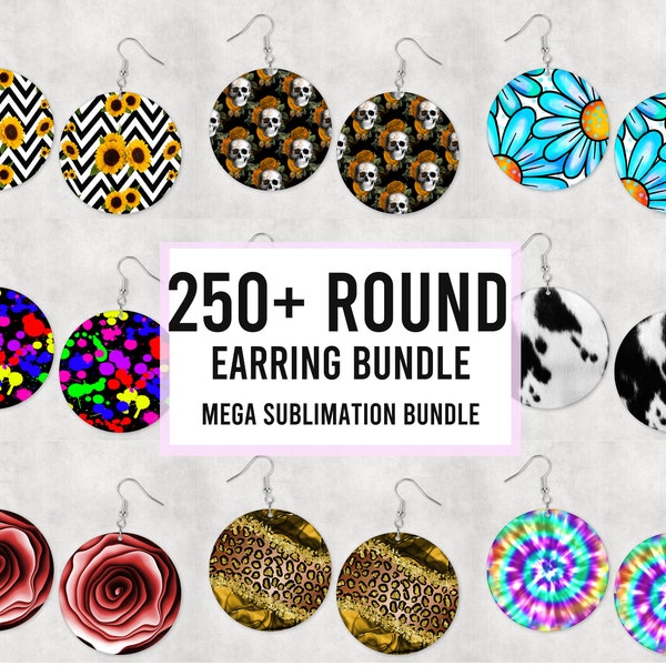 250+ Round Drop Earring Sublimation Design Bundle, Earring Bundle, Sublimation Earring Blanks Designs, Round drop Earring Designs