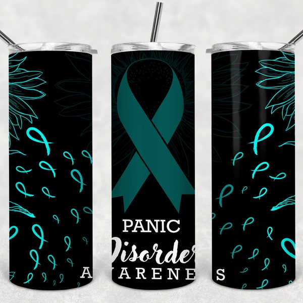 Panic Disorder Awareness 20oz Tumbler Skinny Straight Tumbler | Sublimation Template | PNG | JPG | Instant Download