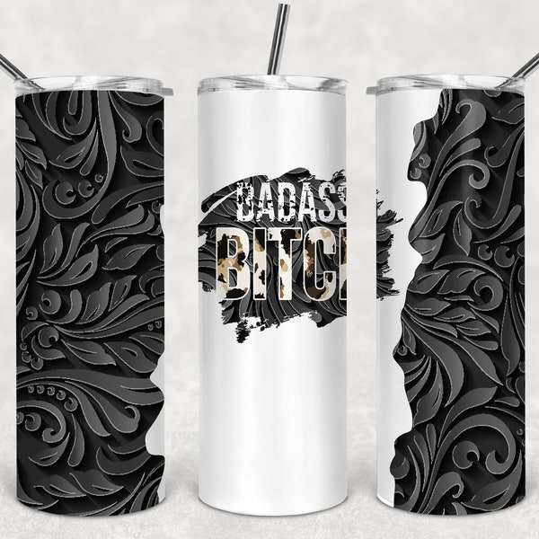 Bad Ass Bitch Leopard 20oz Tumbler Skinny Straight Tumbler | Sublimationsvorlage | PNG | JPG | Sofort Download