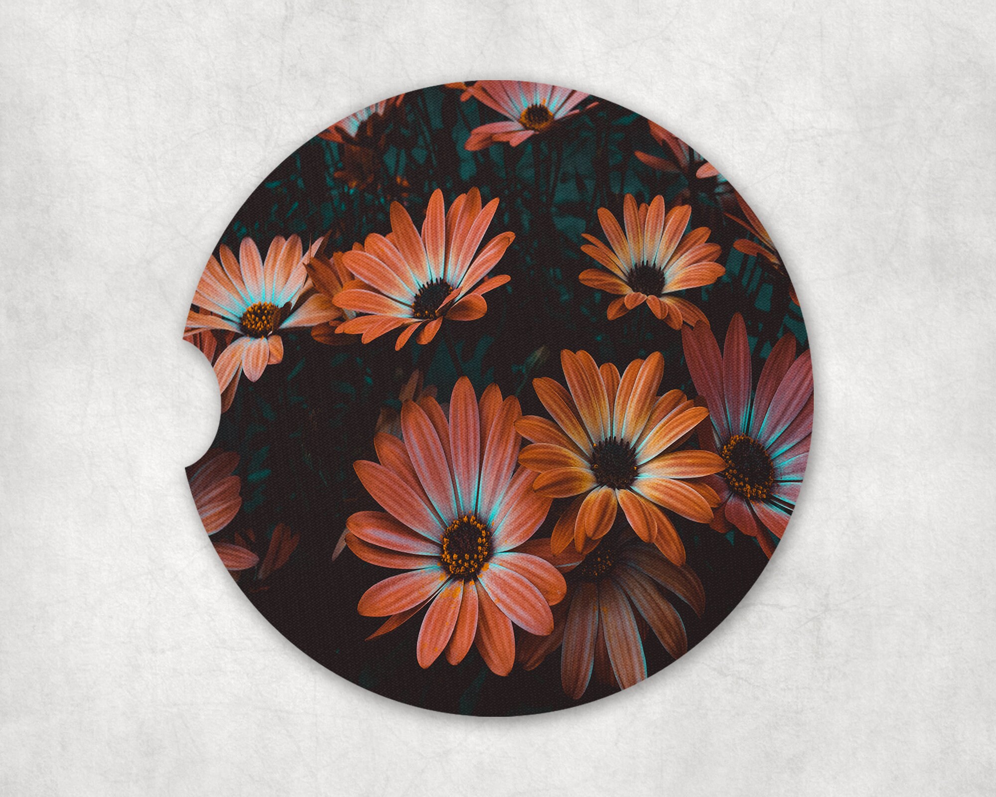 Car Coaster Orange Daisy Flower Templates Design PNG SVG | Etsy