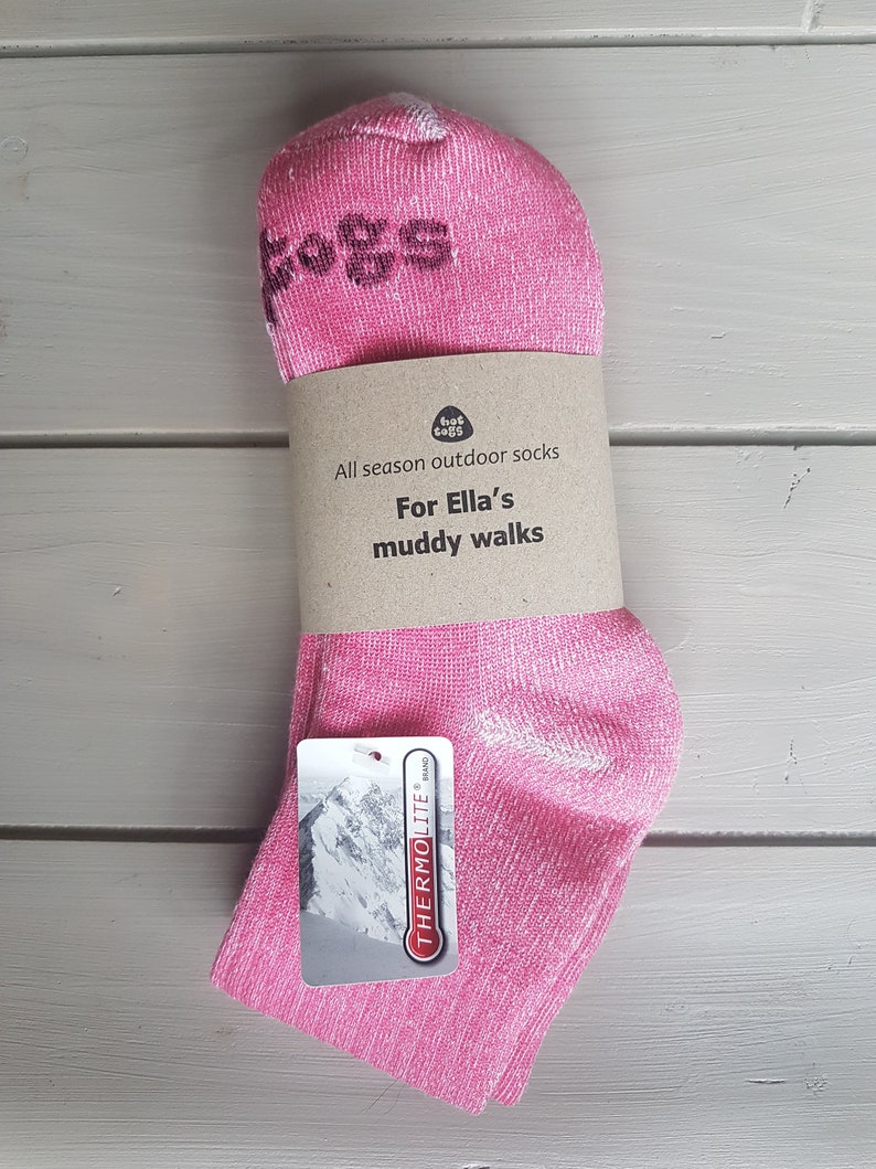 Personalised Knee length socks/Horse riding socks/wellington boot socks/walking socks/thermal socks Pink