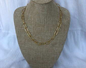 gold filled paperclip chain necklace