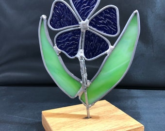 Stained glass blue flower
